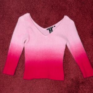 Friends Angora Blend V-Neck Sweater in Pink Gradient
